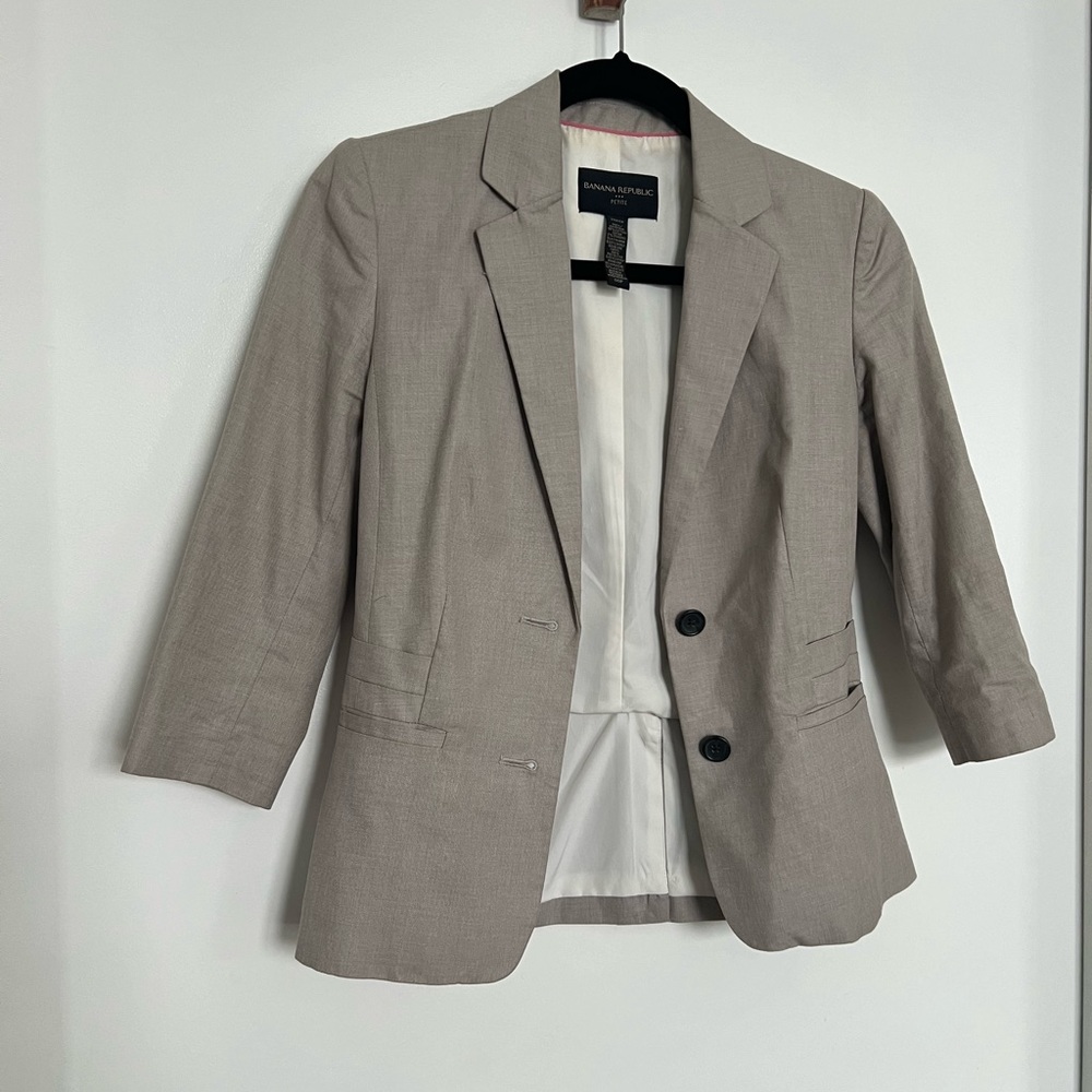 Cream banana republic suit jacket
